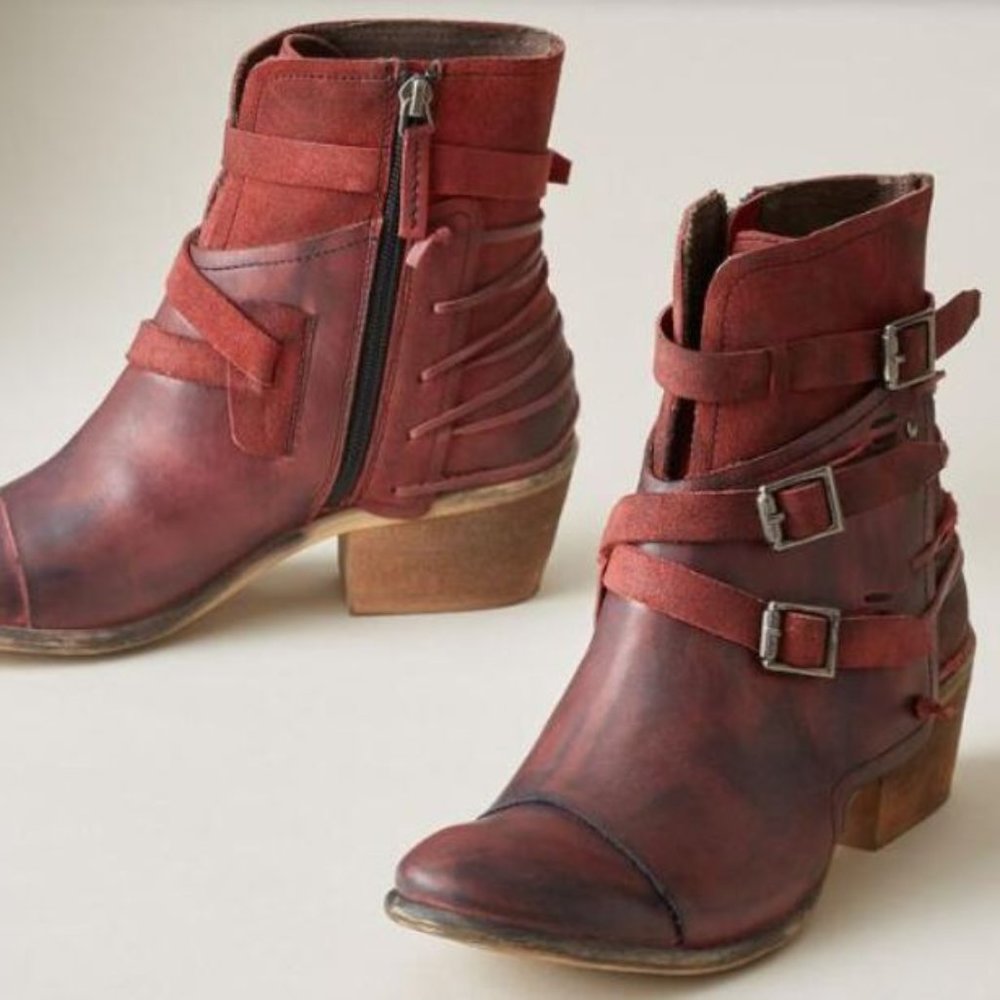 Red Leather Sundance Aimee Boots
